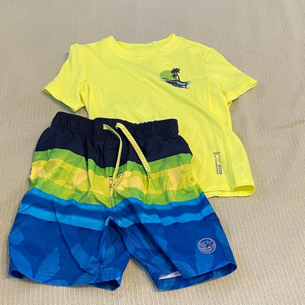 ZeroXposur Kids Swim Rashguard Set - Yellow and Blue